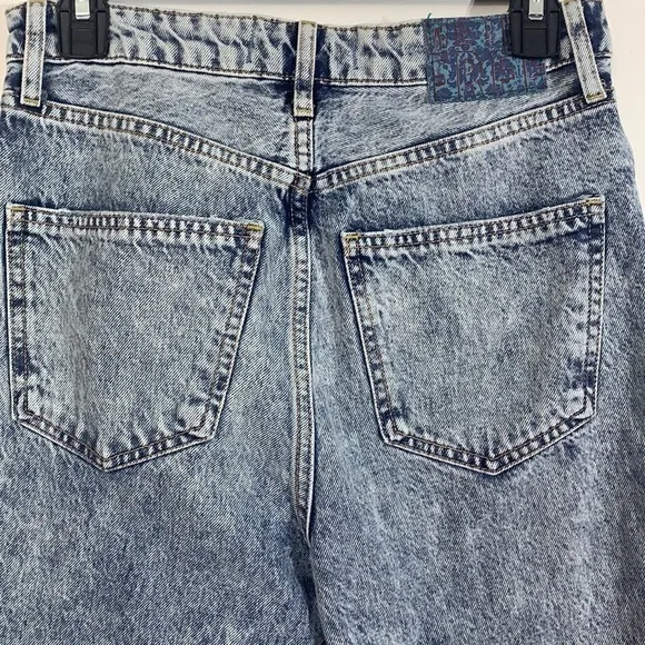 - Free People Blue Acid Wash My Own Lane Jeans Distressed Hi-rise Straight Leg