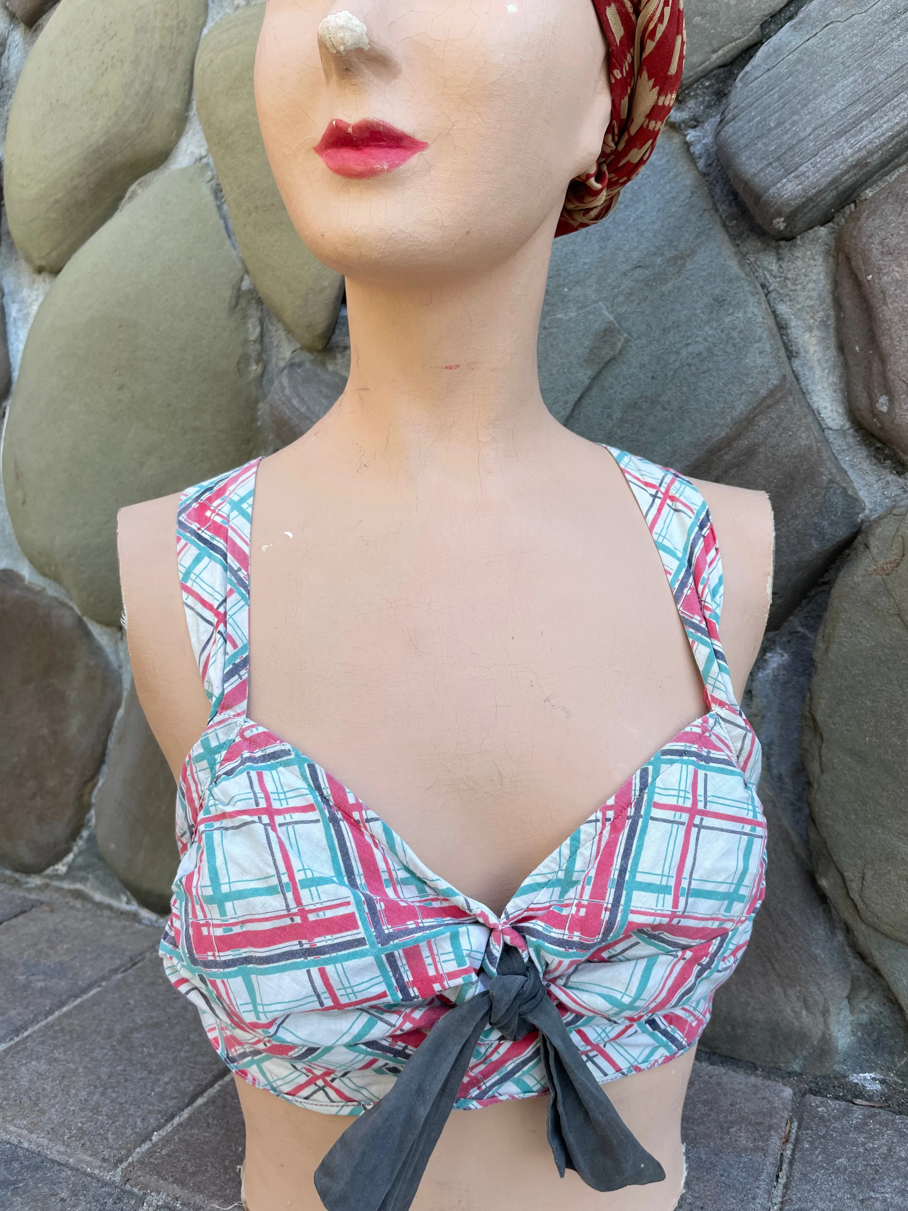 1930s/40s Windowpane Cotton Sun Top