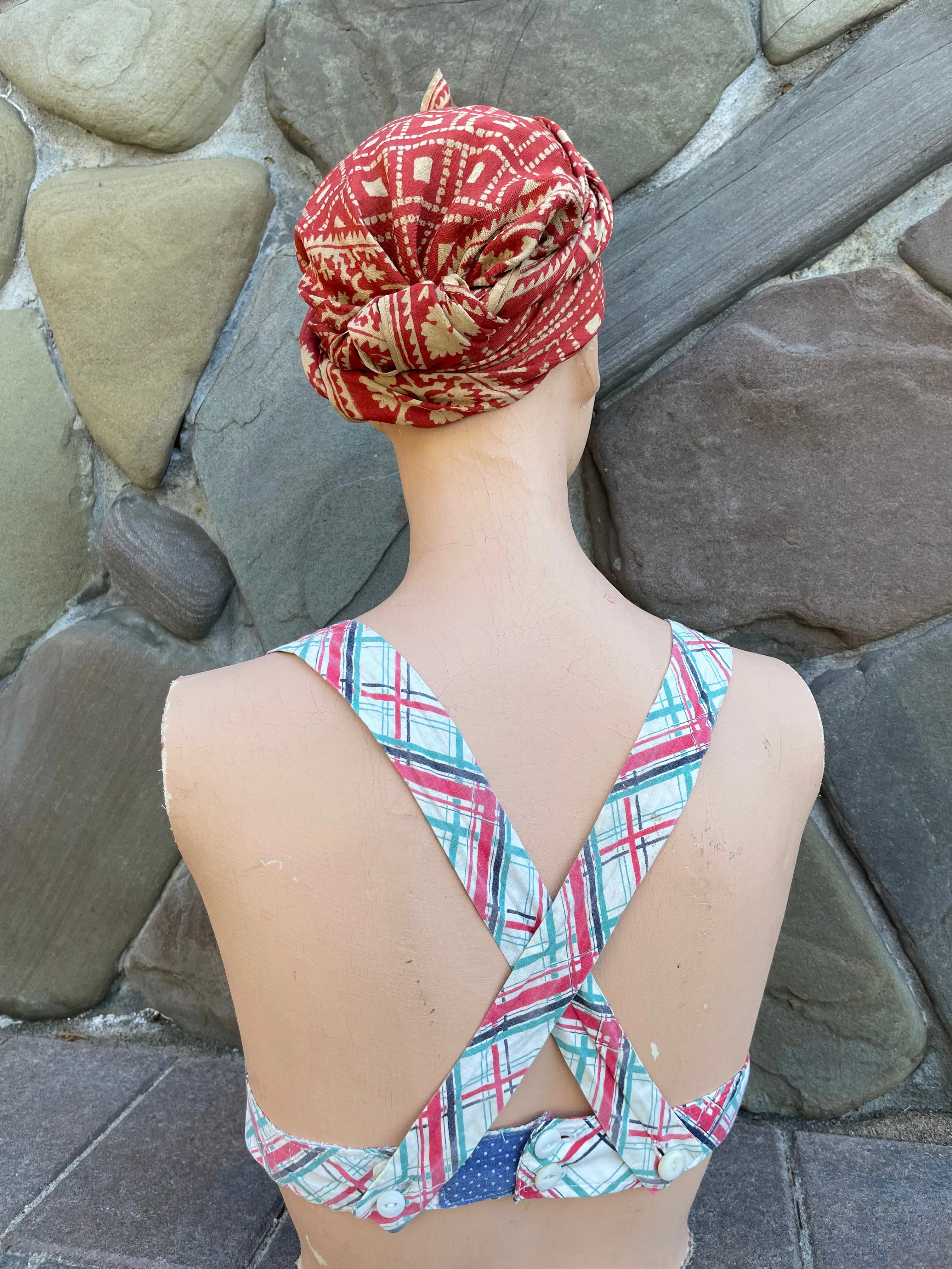1930s/40s Windowpane Cotton Sun Top