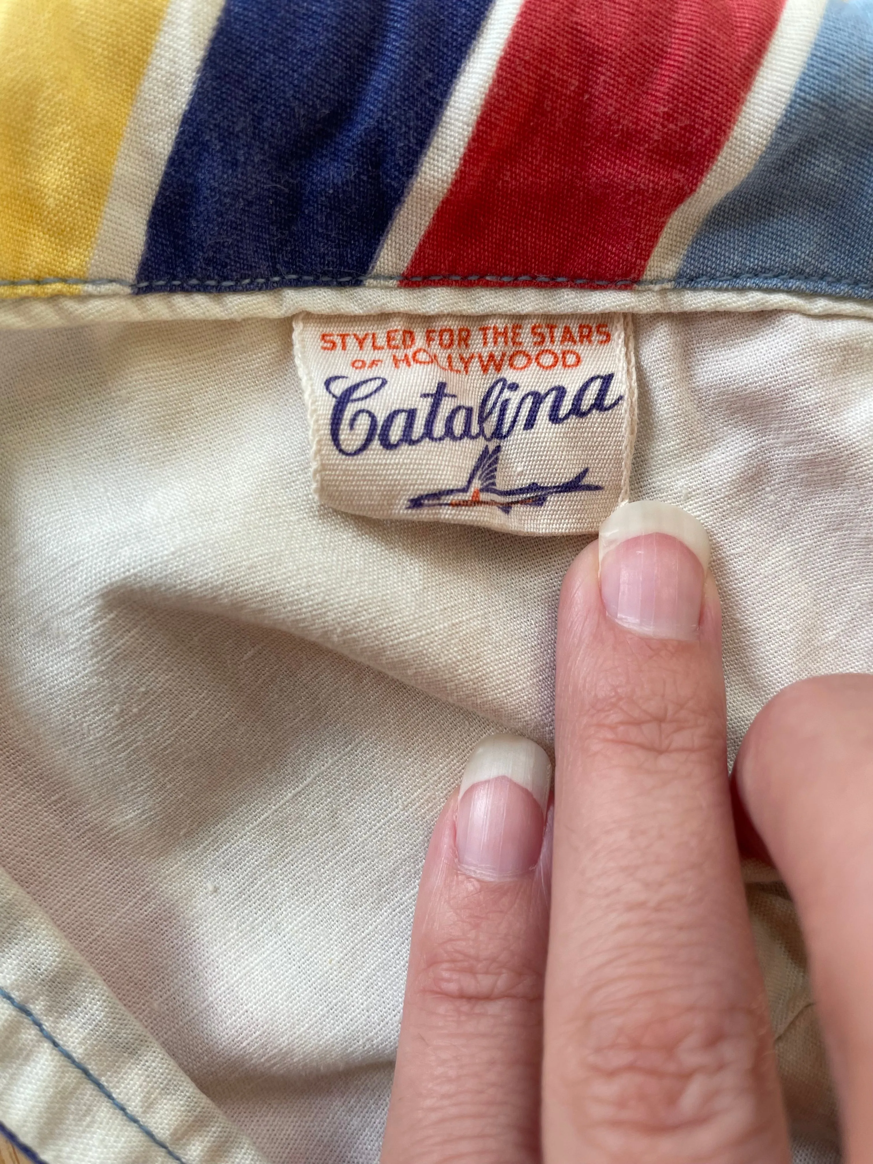 1940s Catalina Striped Cotton Cotton Haler Play Top