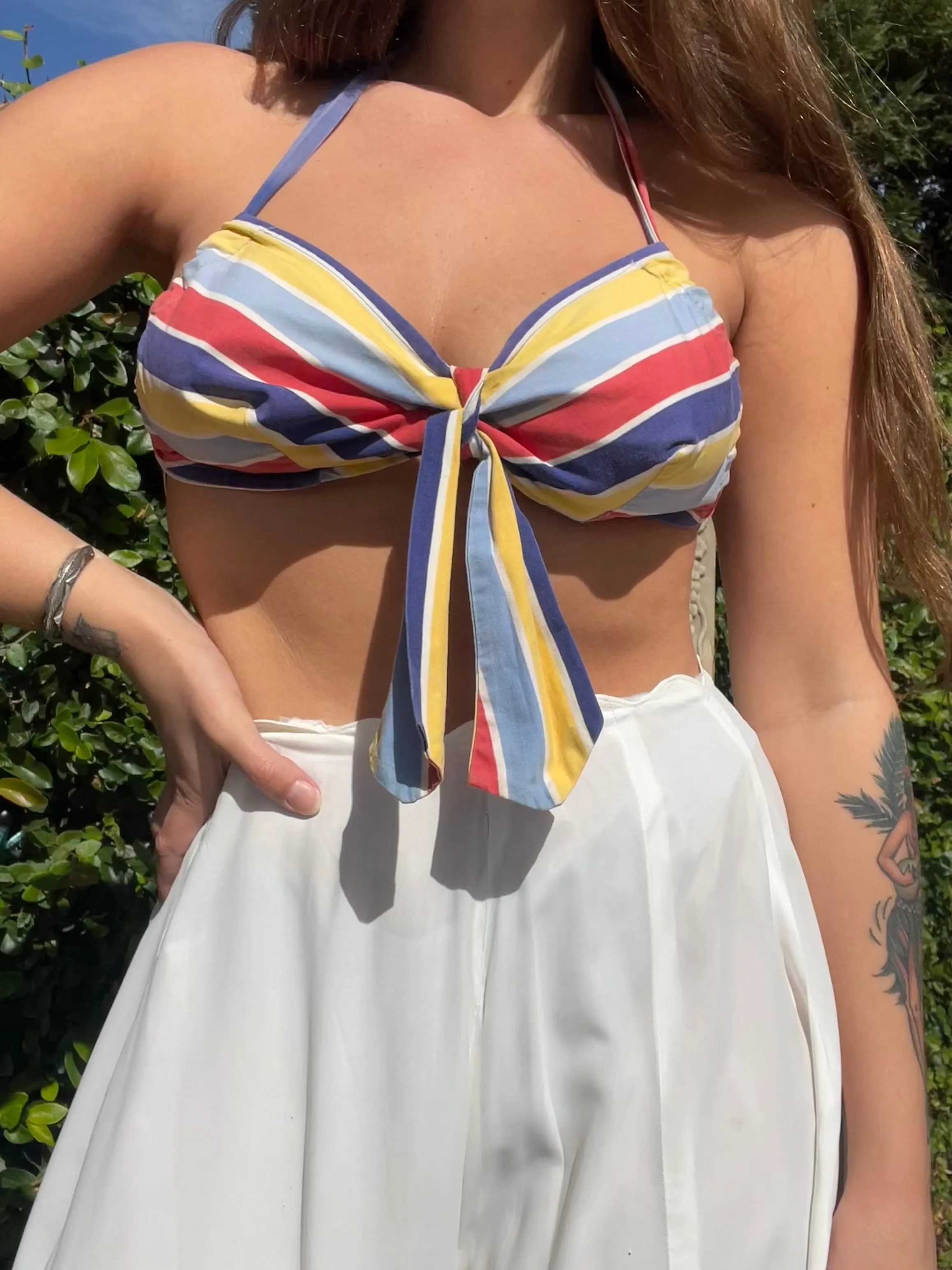 1940s Catalina Striped Cotton Cotton Haler Play Top