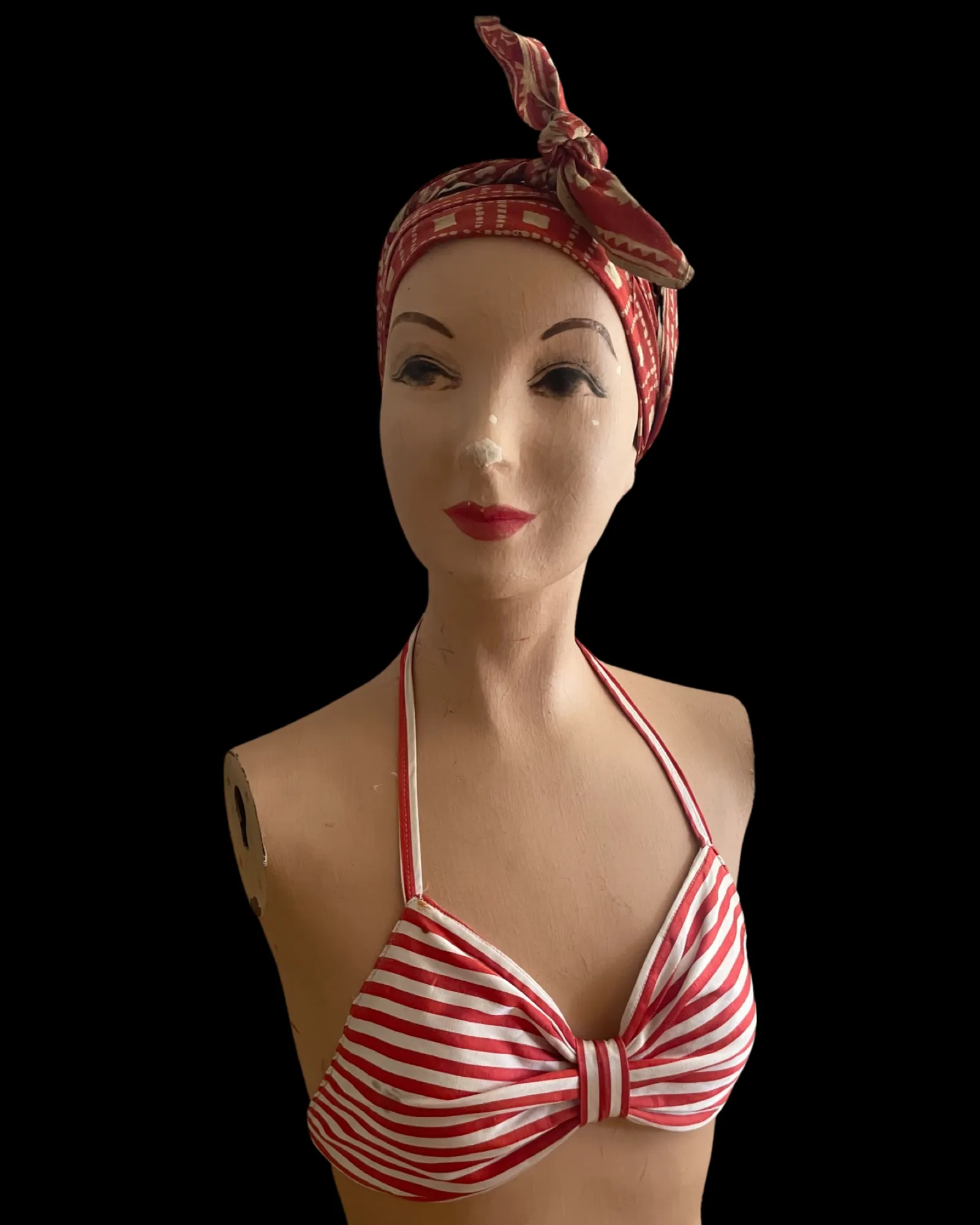 1940s Rayon Satin Candy Striped Playsuit/ Sun Suit