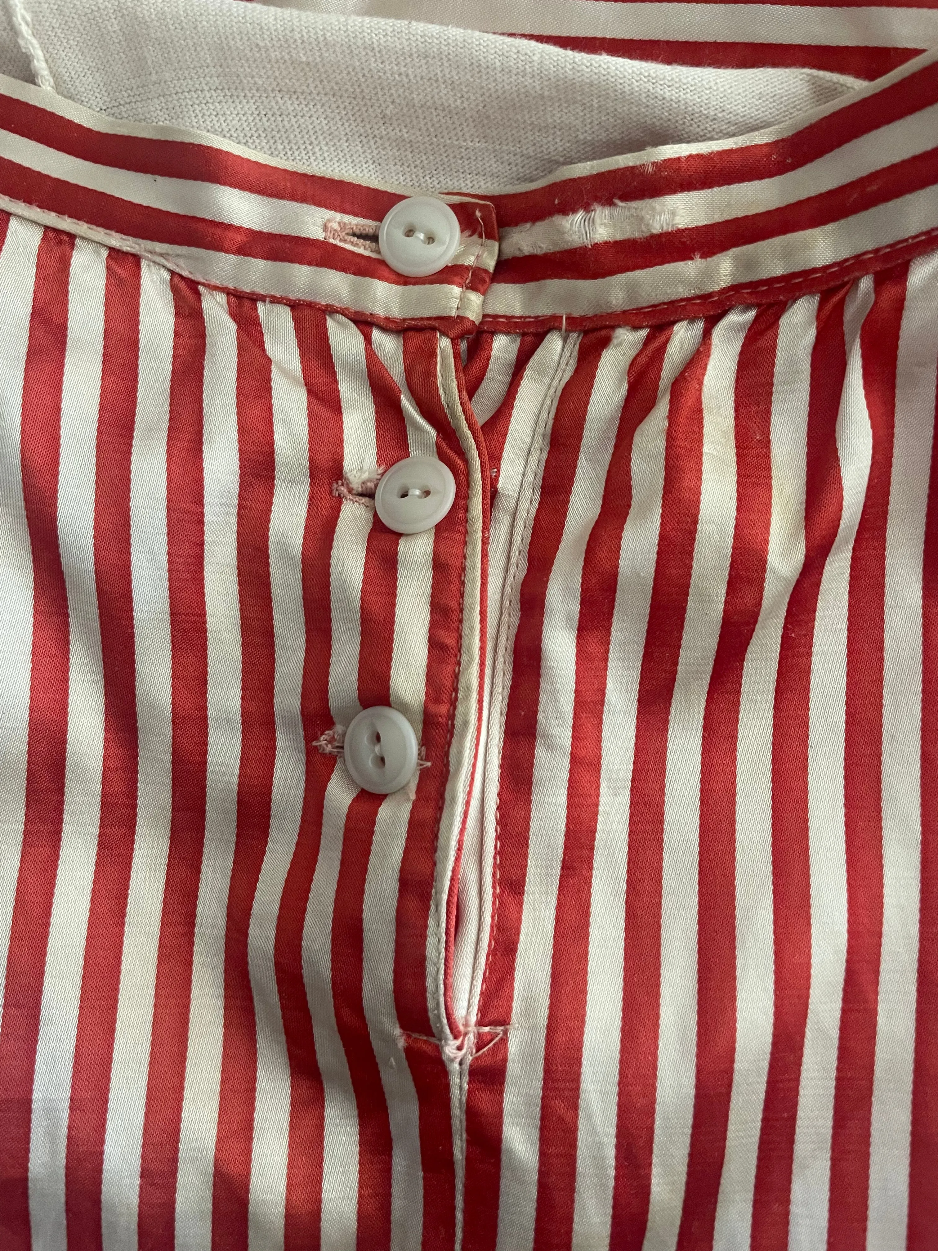 1940s Rayon Satin Candy Striped Playsuit/ Sun Suit