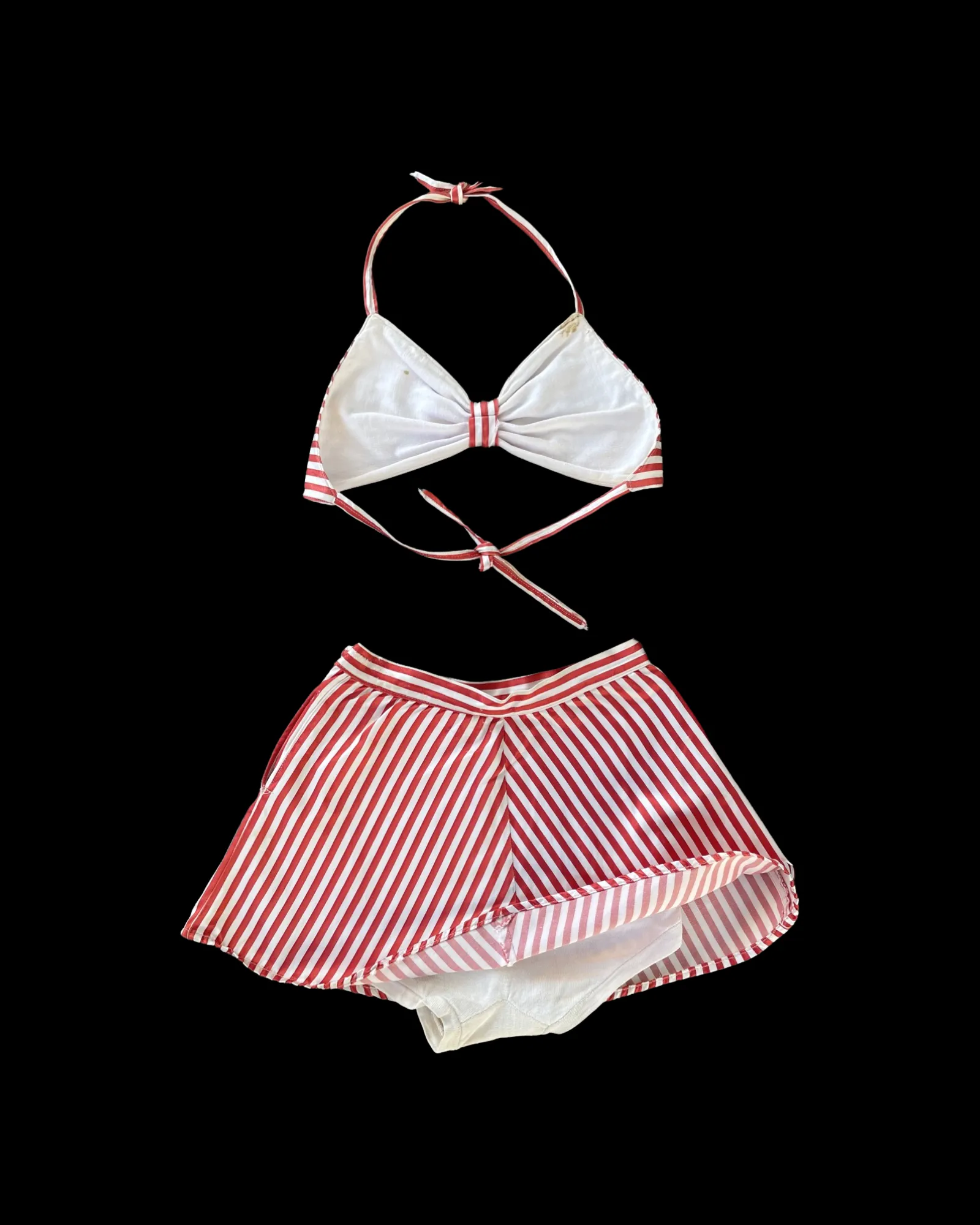 1940s Rayon Satin Candy Striped Playsuit/ Sun Suit