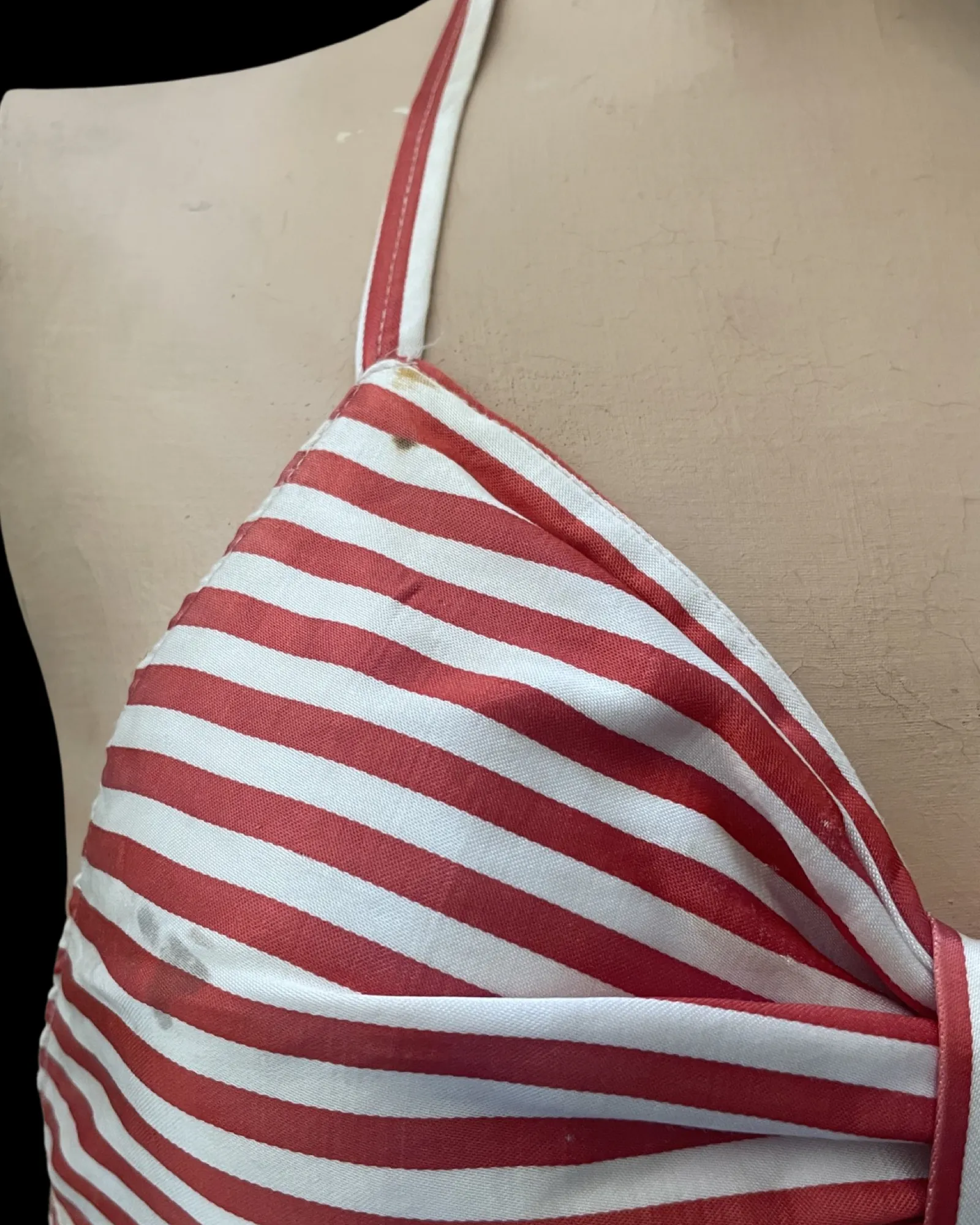 1940s Rayon Satin Candy Striped Playsuit/ Sun Suit