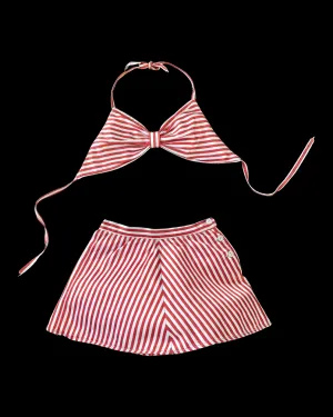 1940s Rayon Satin Candy Striped Playsuit/ Sun Suit