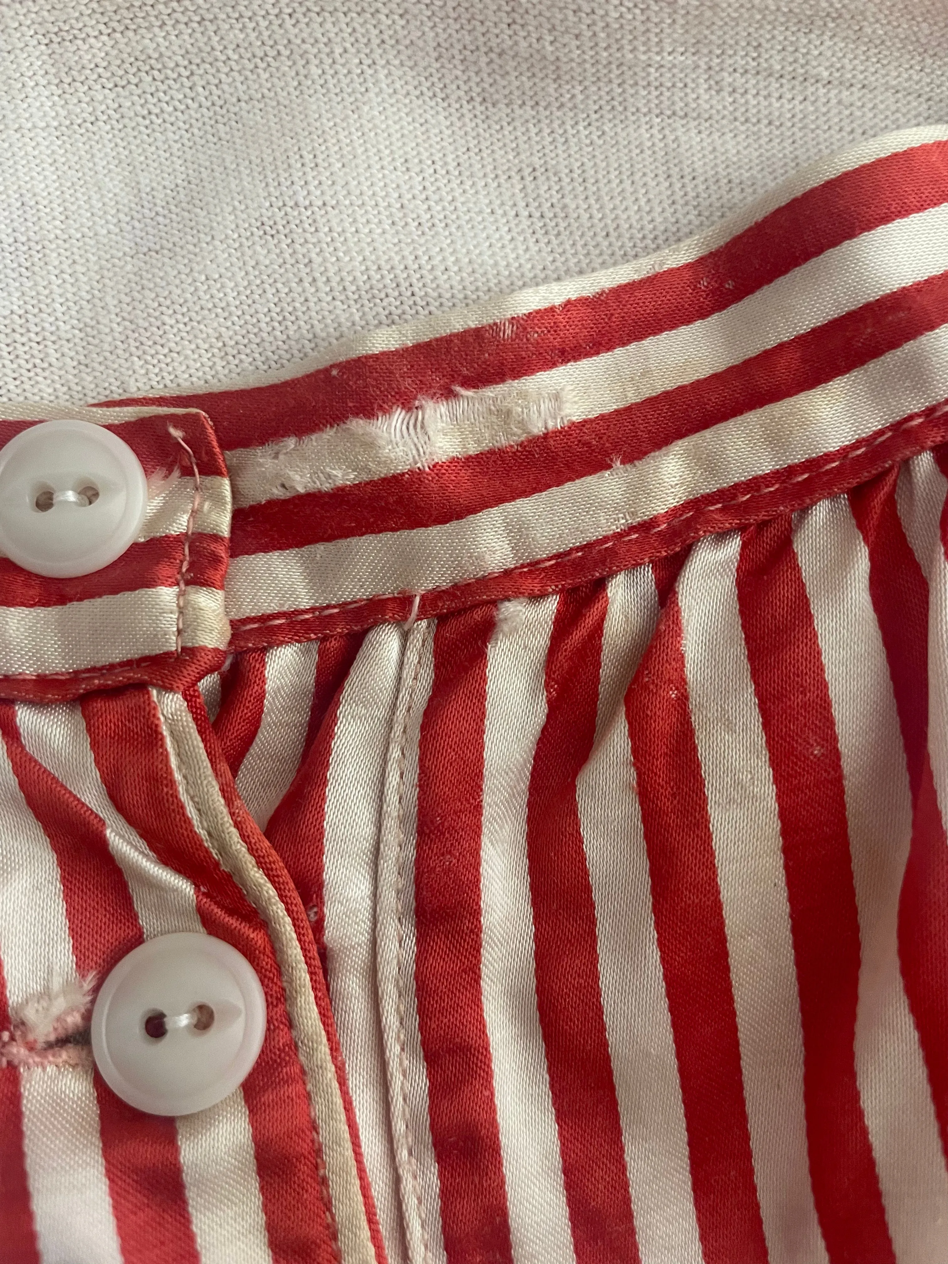 1940s Rayon Satin Candy Striped Playsuit/ Sun Suit