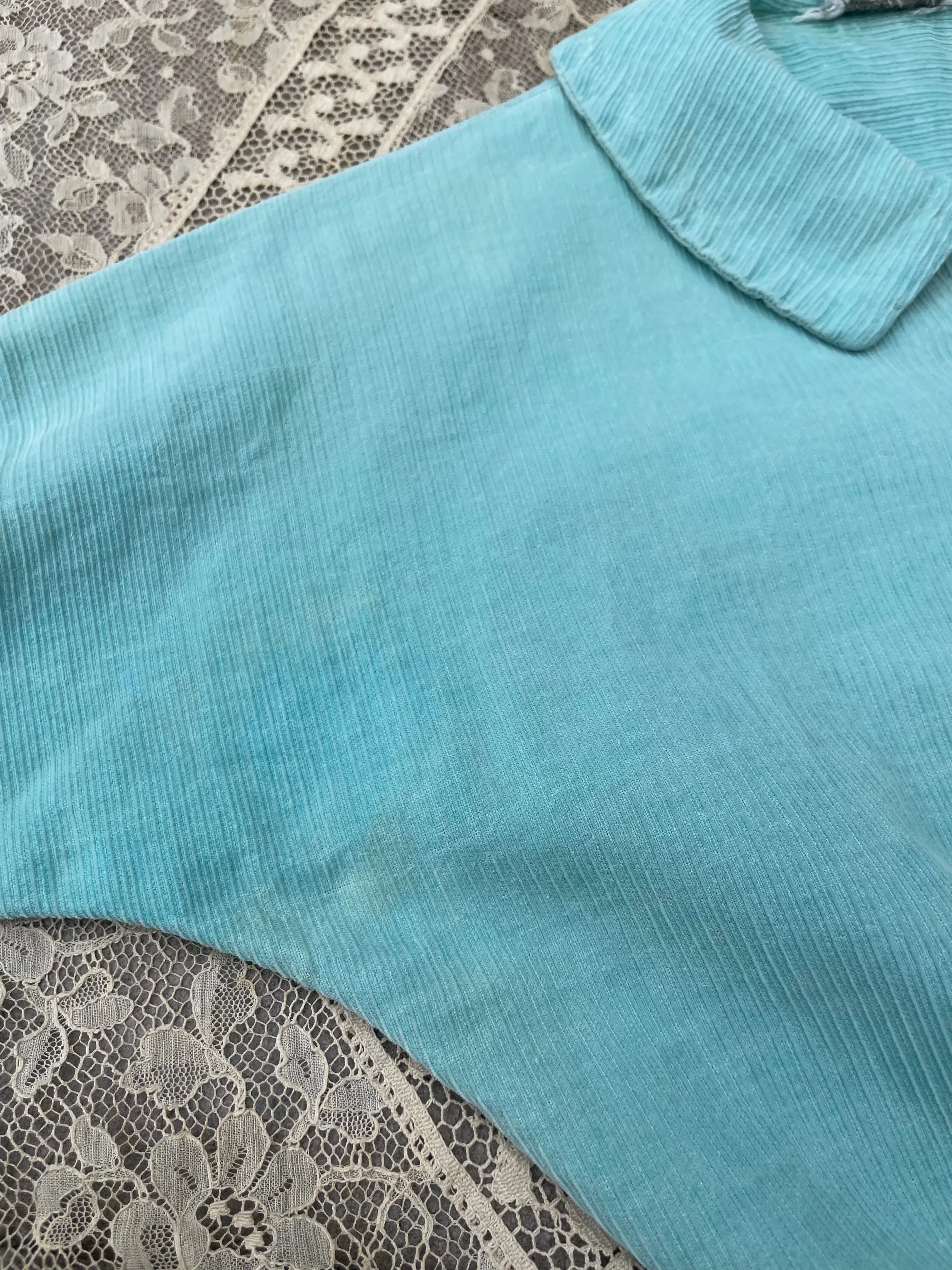 1950s ‘Fashioned By Flobér’ Zip Front Corduroy Electric Blue Jumpsuit