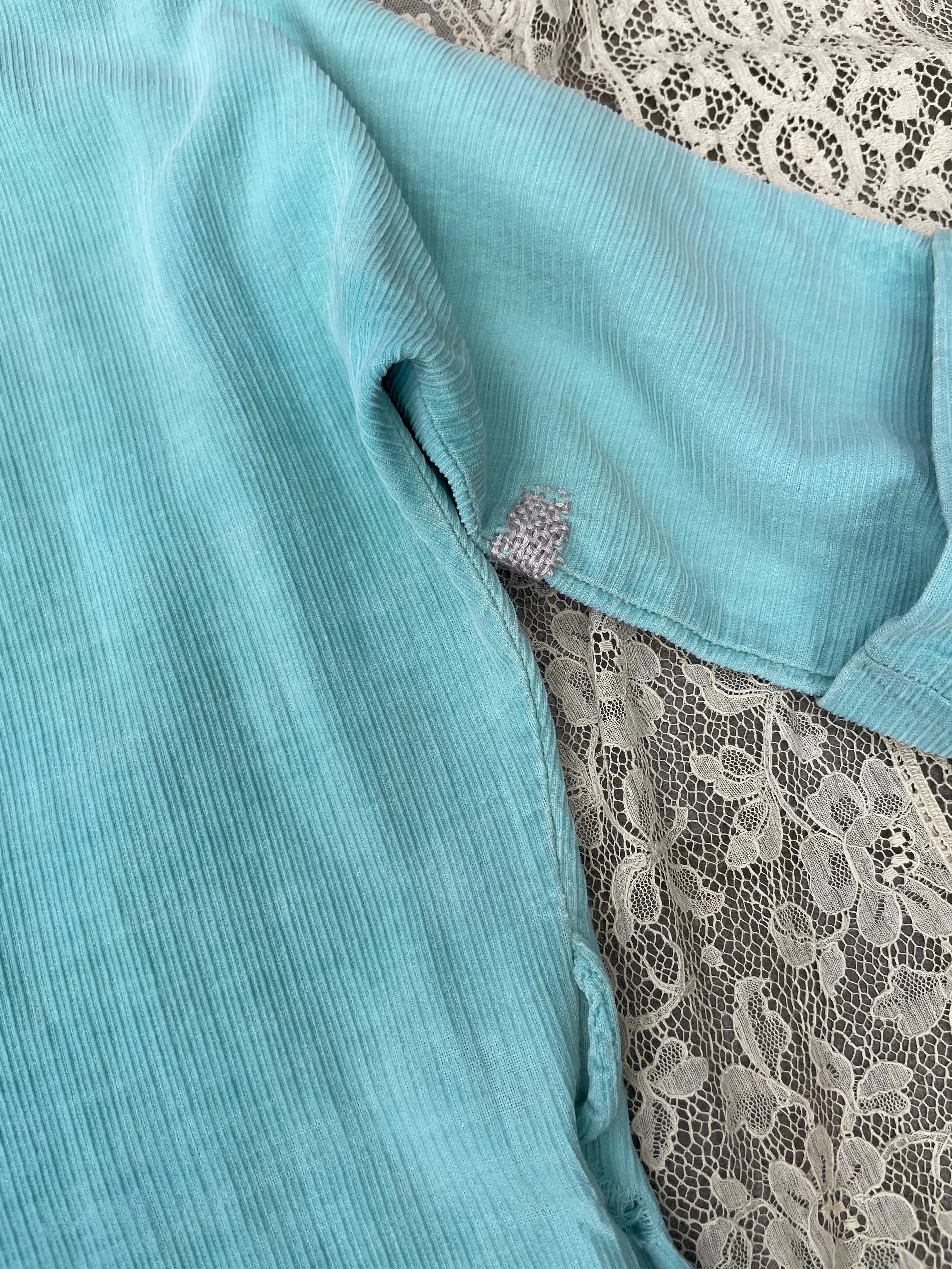 1950s ‘Fashioned By Flobér’ Zip Front Corduroy Electric Blue Jumpsuit