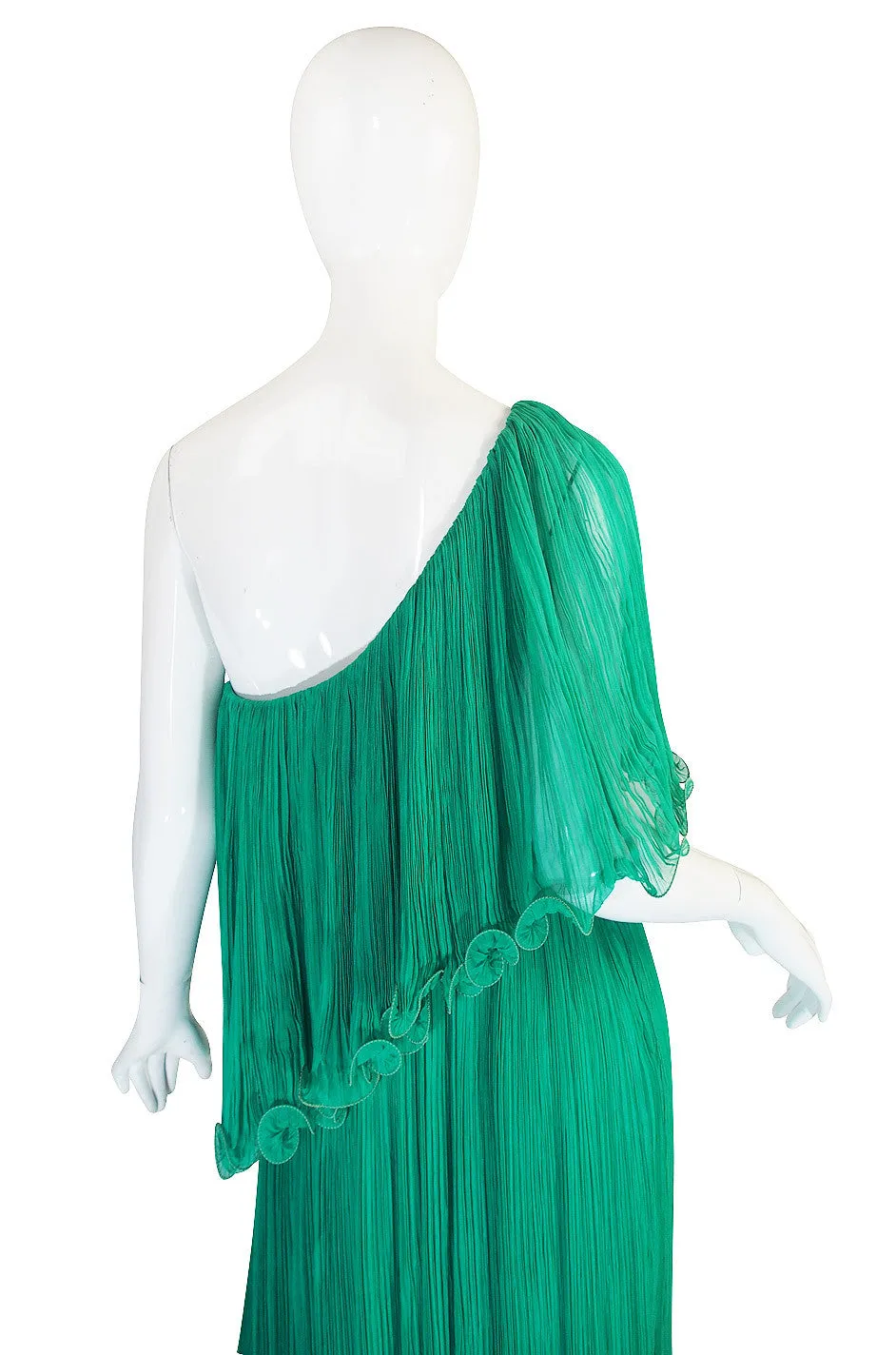1970s Alfred Bosand Green Goddess Dress