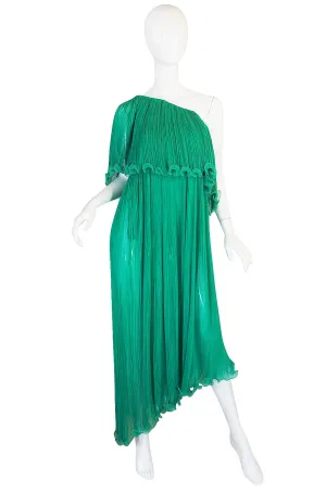1970s Alfred Bosand Green Goddess Dress
