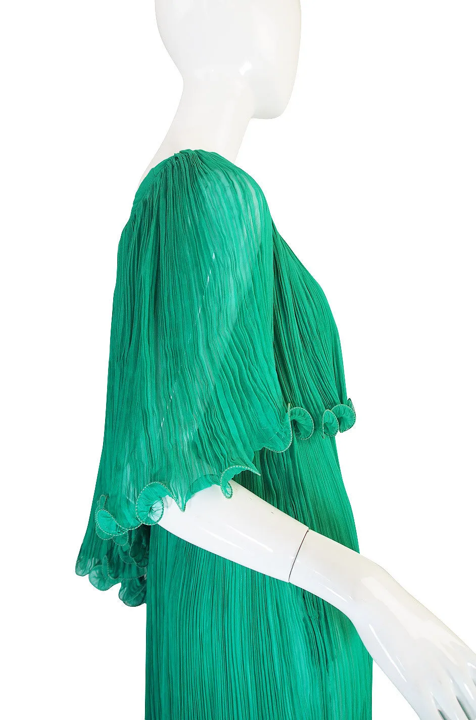 1970s Alfred Bosand Green Goddess Dress