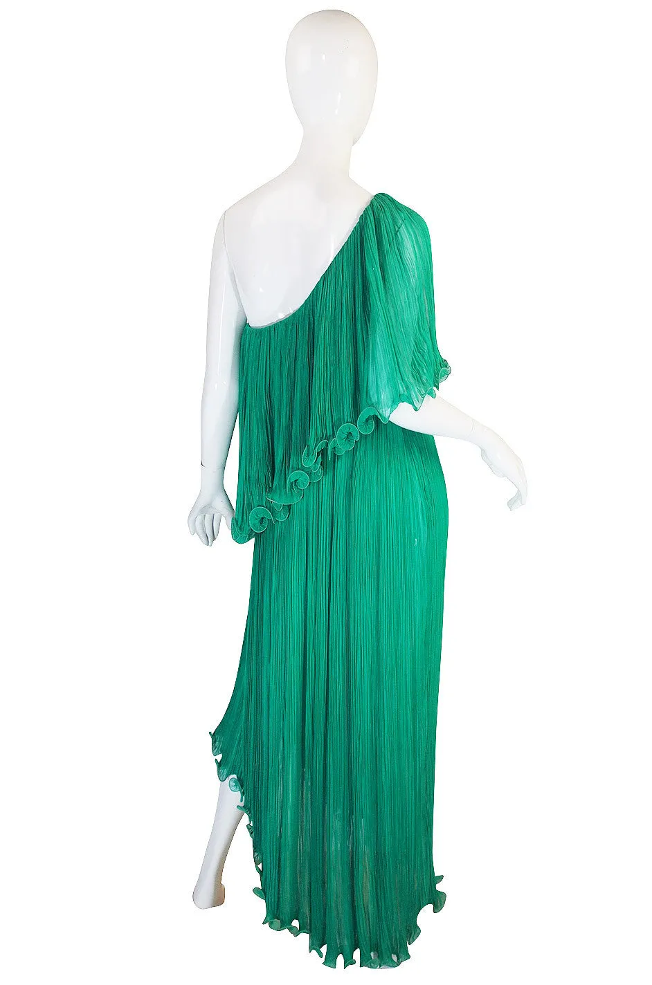1970s Alfred Bosand Green Goddess Dress