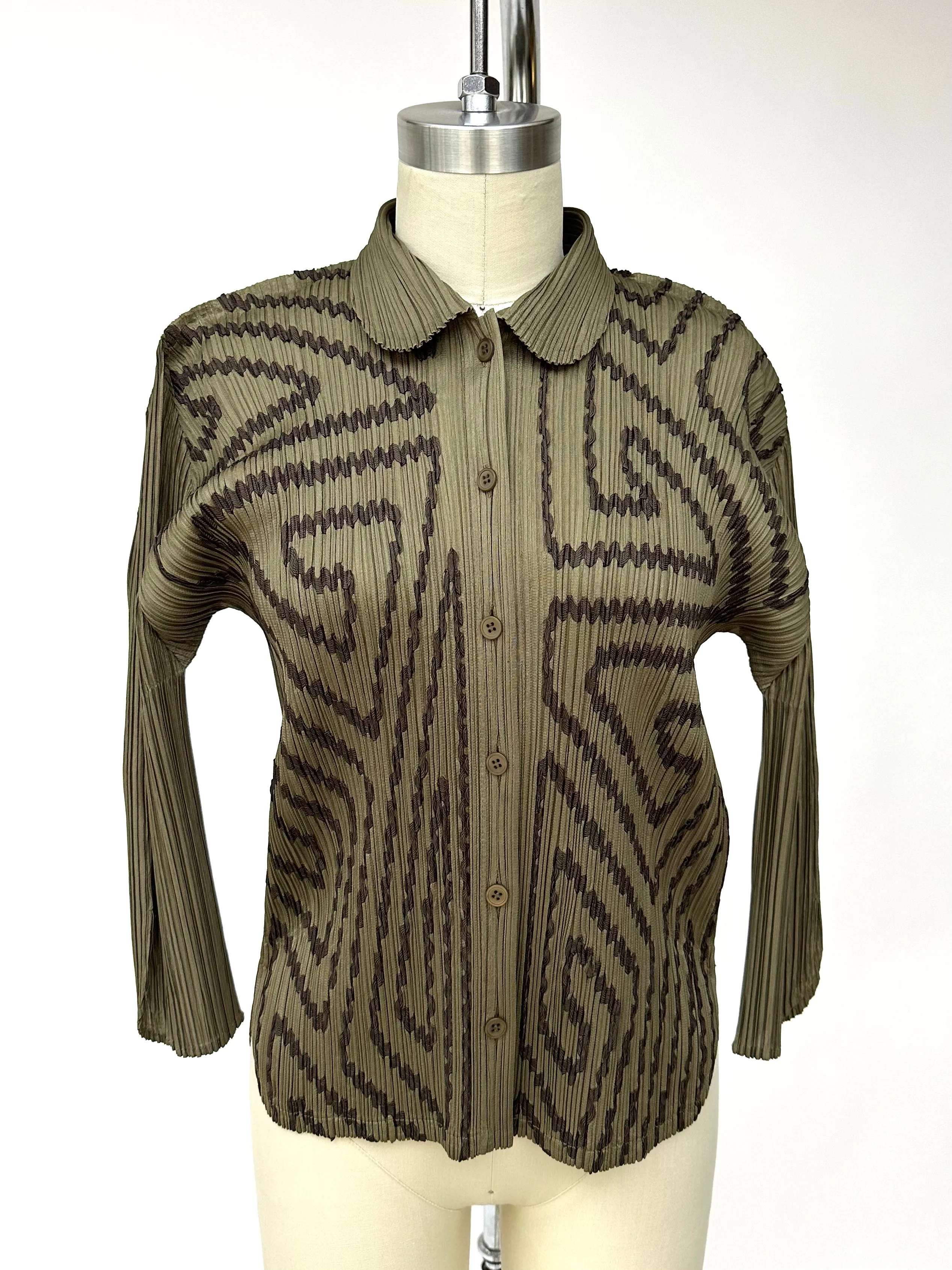 1990s Pleats Please Ribbon Embroidered Top