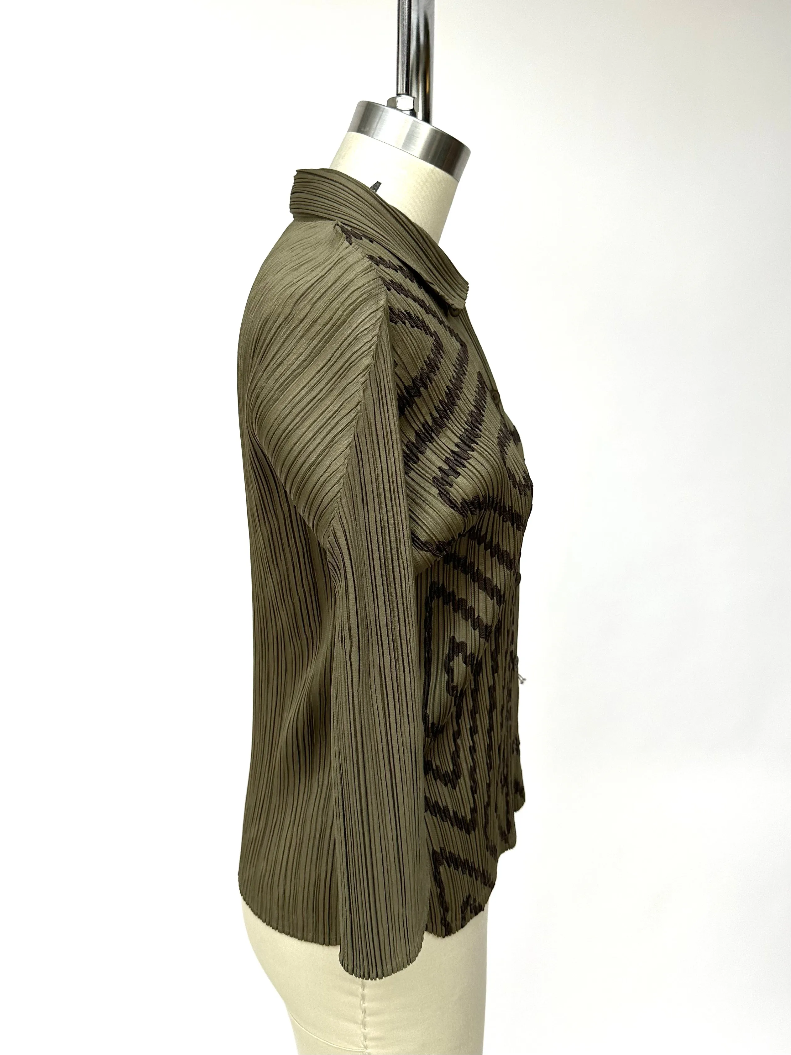 1990s Pleats Please Ribbon Embroidered Top