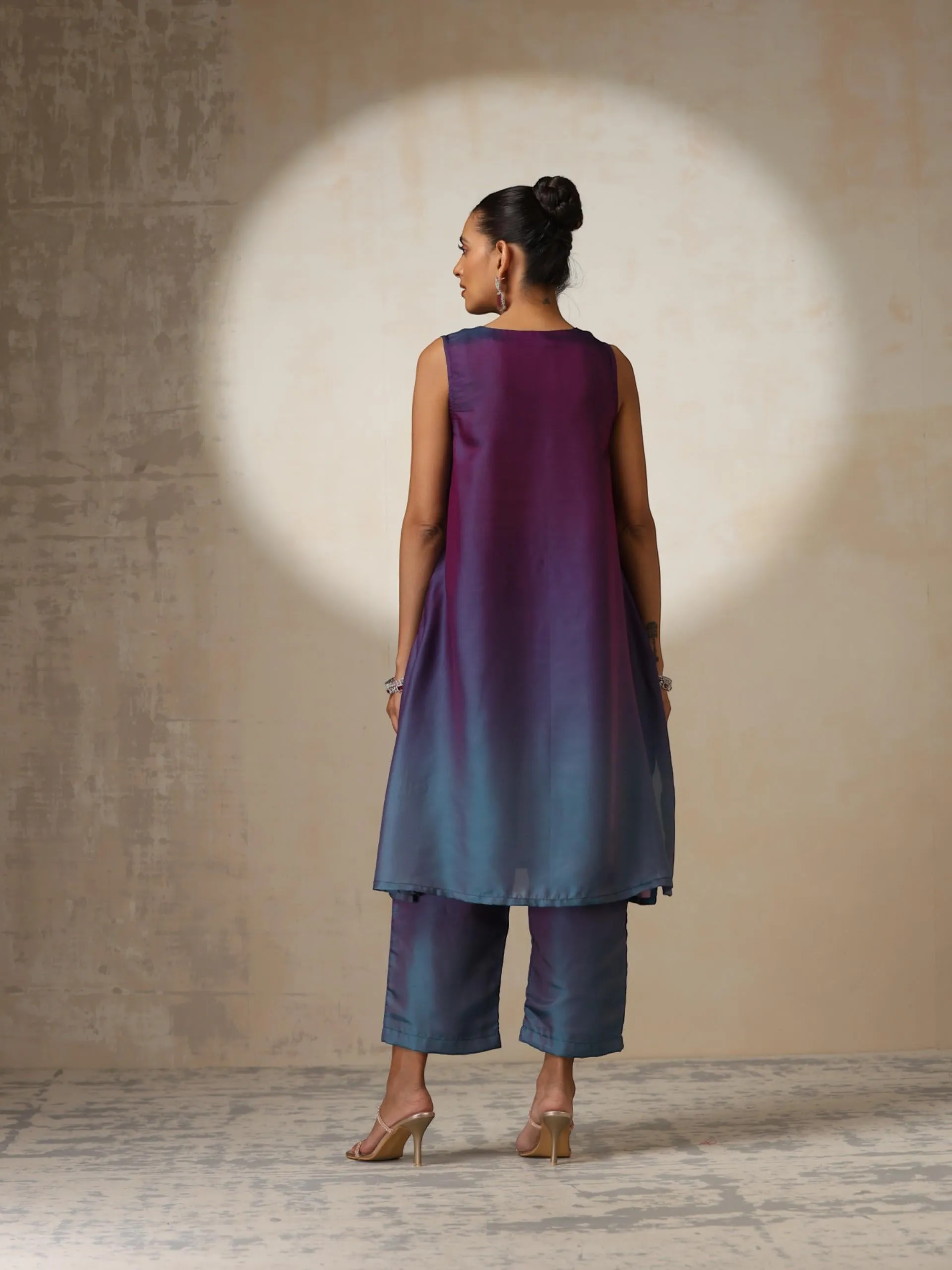 2 pc SET - Rarity Ombre Chiffon Top with Beads and Bottom