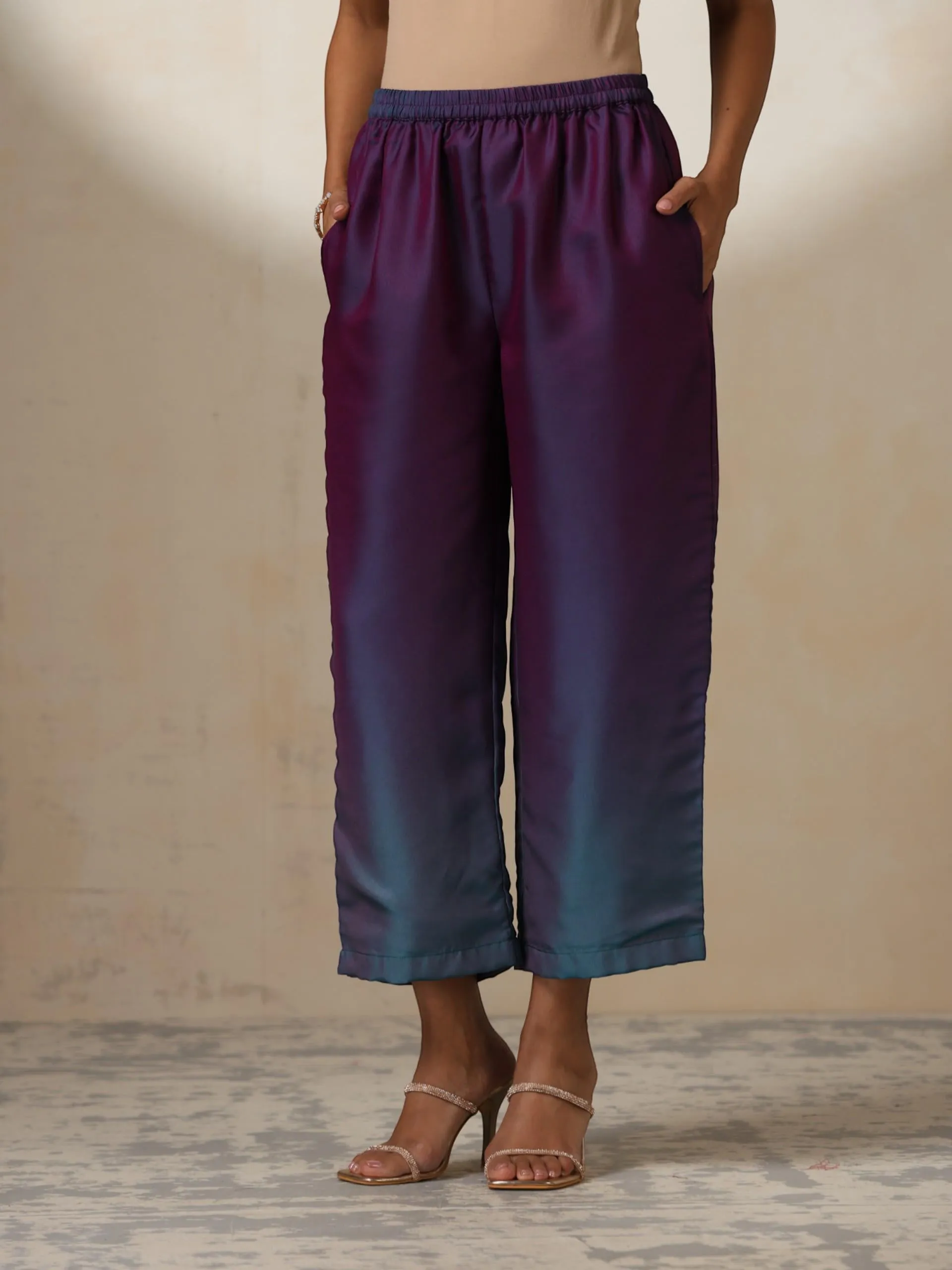2 pc SET - Rarity Ombre Chiffon Top with Beads and Bottom