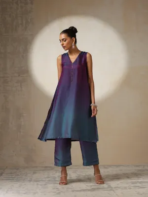 2 pc SET - Rarity Ombre Chiffon Top with Beads and Bottom