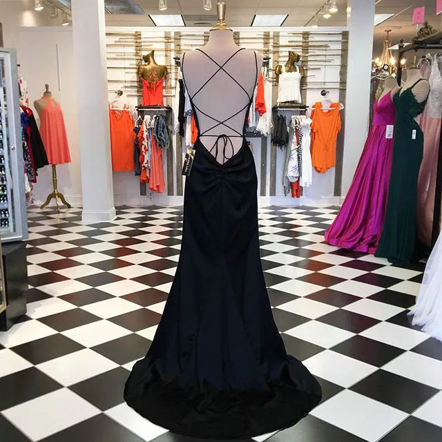 2019 Black Elastic Satin Mermaid Prom Dresses Sexy Long Prom Homecoming Gowns