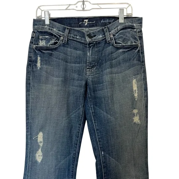7 For All Mankind distressed boot cut blue jeans size 29.