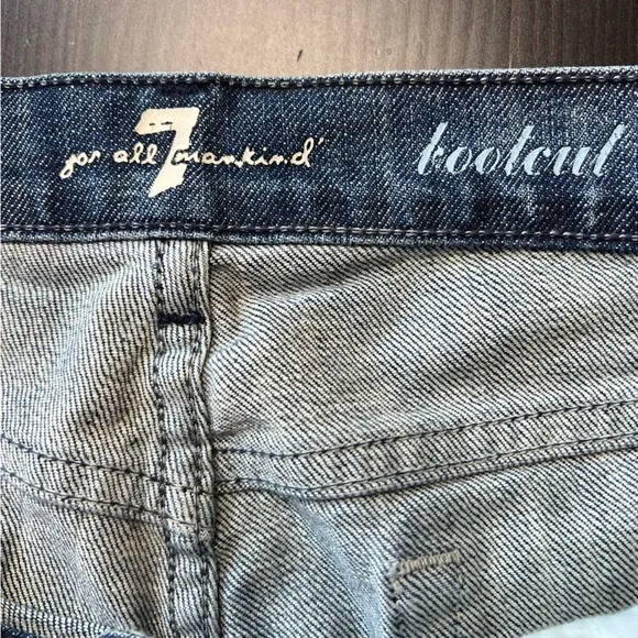 7 For All Mankind distressed boot cut blue jeans size 29.