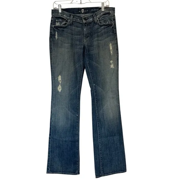 7 For All Mankind distressed boot cut blue jeans size 29.