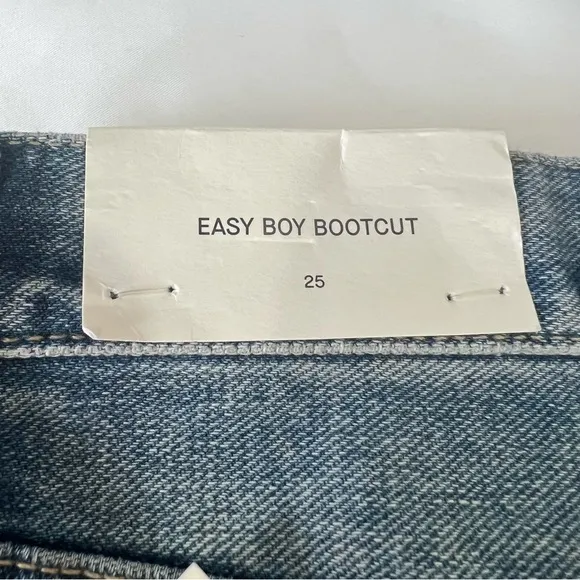 7 For All Mankind Easy Boy Bootcut Jean Sz 25 Raw‎ Hem High Rise Blue Ankle 26”