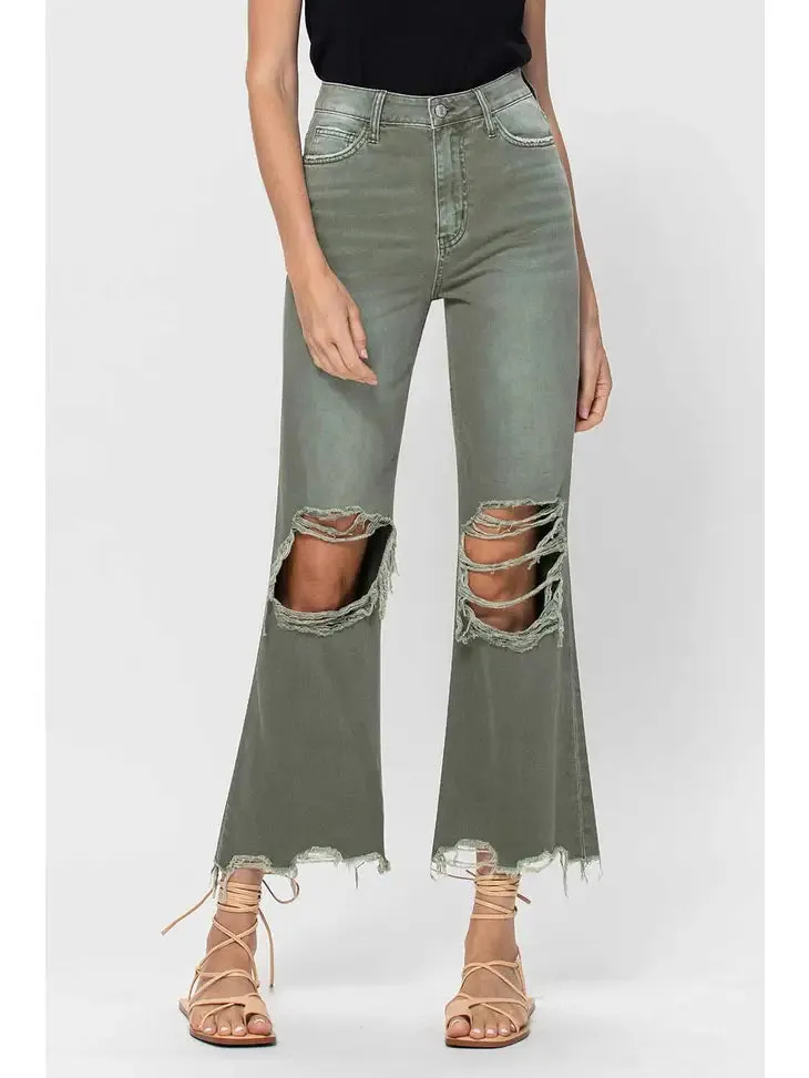 90's Vintage Crop Flare Jeans