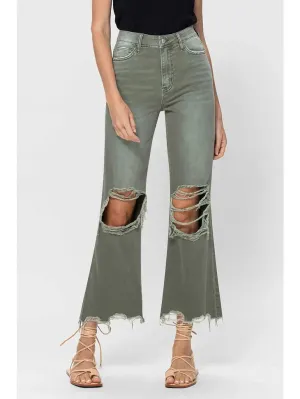 90's Vintage Crop Flare Jeans