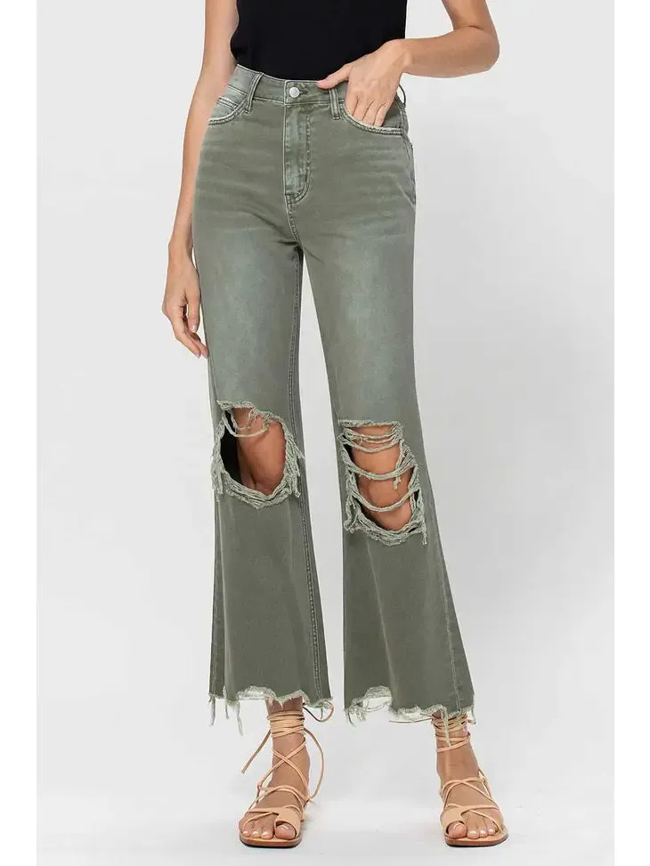 90's Vintage Crop Flare Jeans