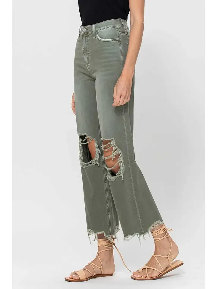 90's Vintage Crop Flare Jeans