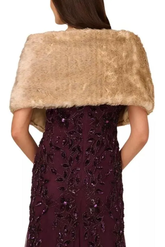 Adrianna Papell Embellished Faux Fur Wrap