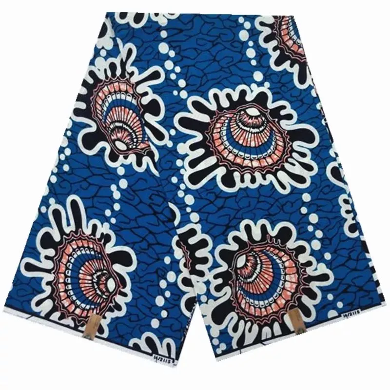 African Wax Print Blue, White-Maroon