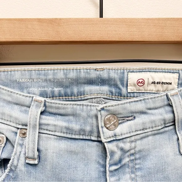 AG Adriano Goldschmied Farrah High Rise Boot Cut Jeans in 21 Years Coastline 32