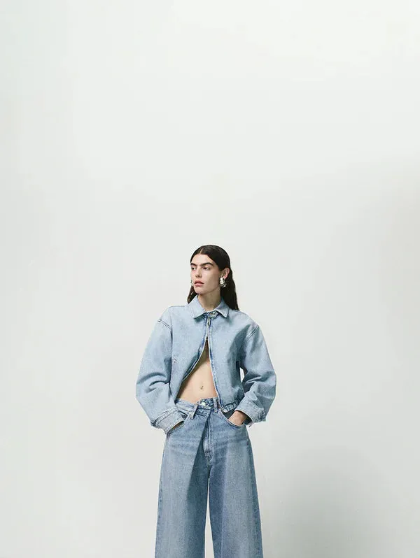 Agolde Nile Denim Blouson Jacket in Space