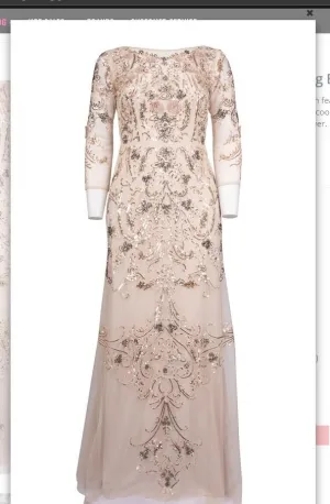 Aidan Mattox MD1E202728 Champagne Long Evening Gown