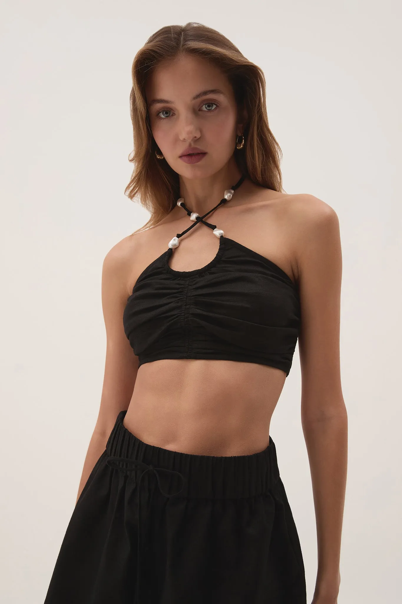 Akoya Ruched Tie Top