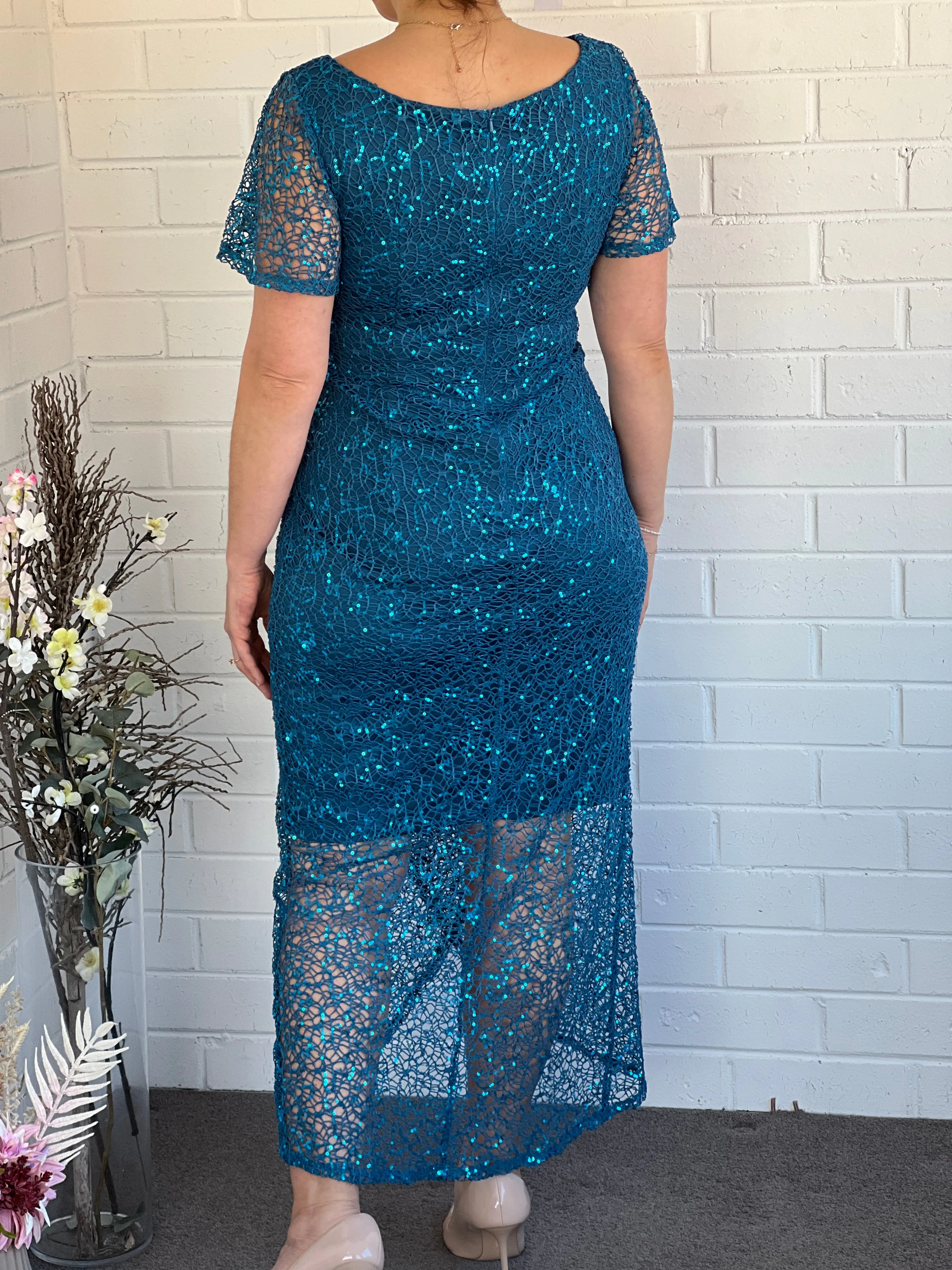 Alana Teal Sequin Gown