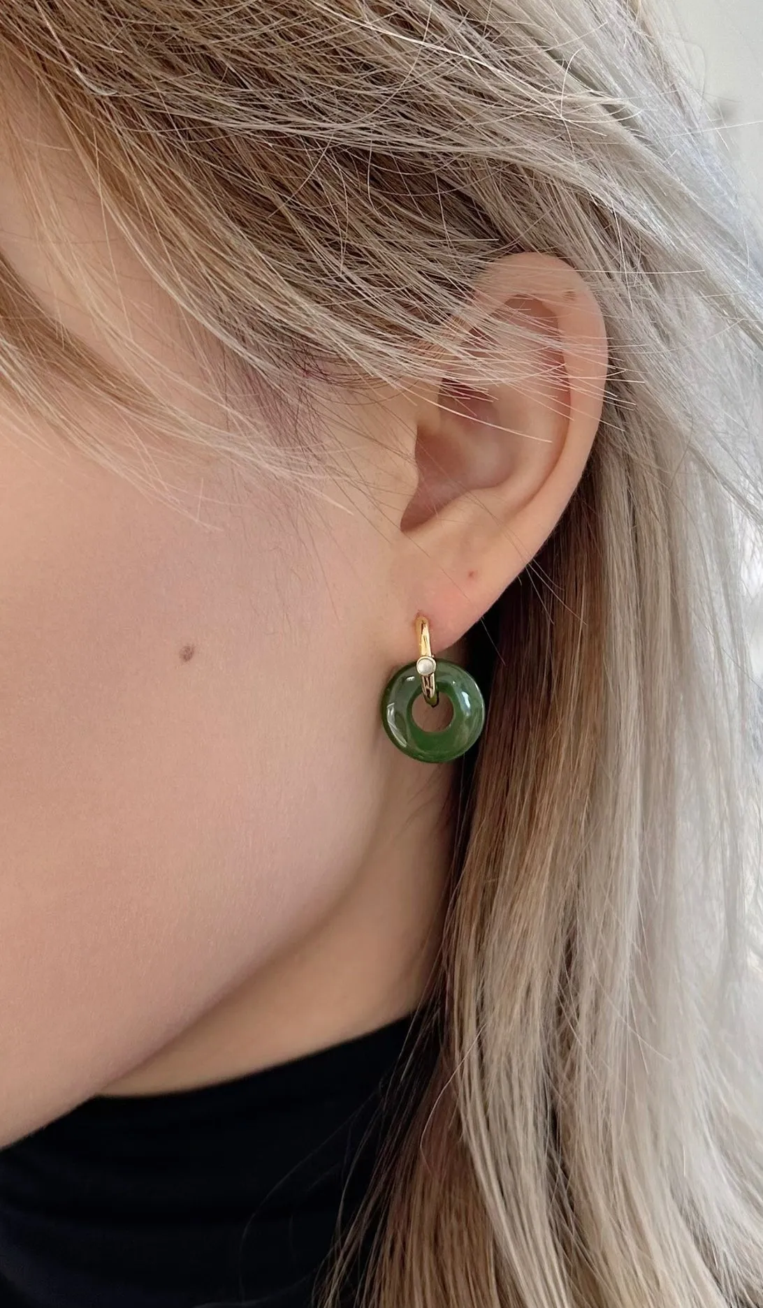 Amare Wear Oriental Inspired Freshwater Pearl and Rare Jade Multi-way Earrings