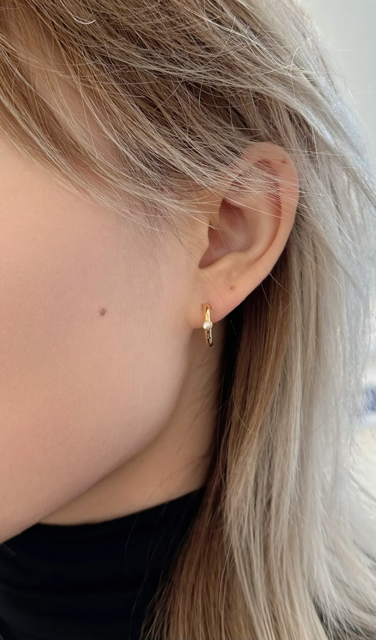 Amare Wear Oriental Inspired Freshwater Pearl Hoops and Labradorite Earrings
