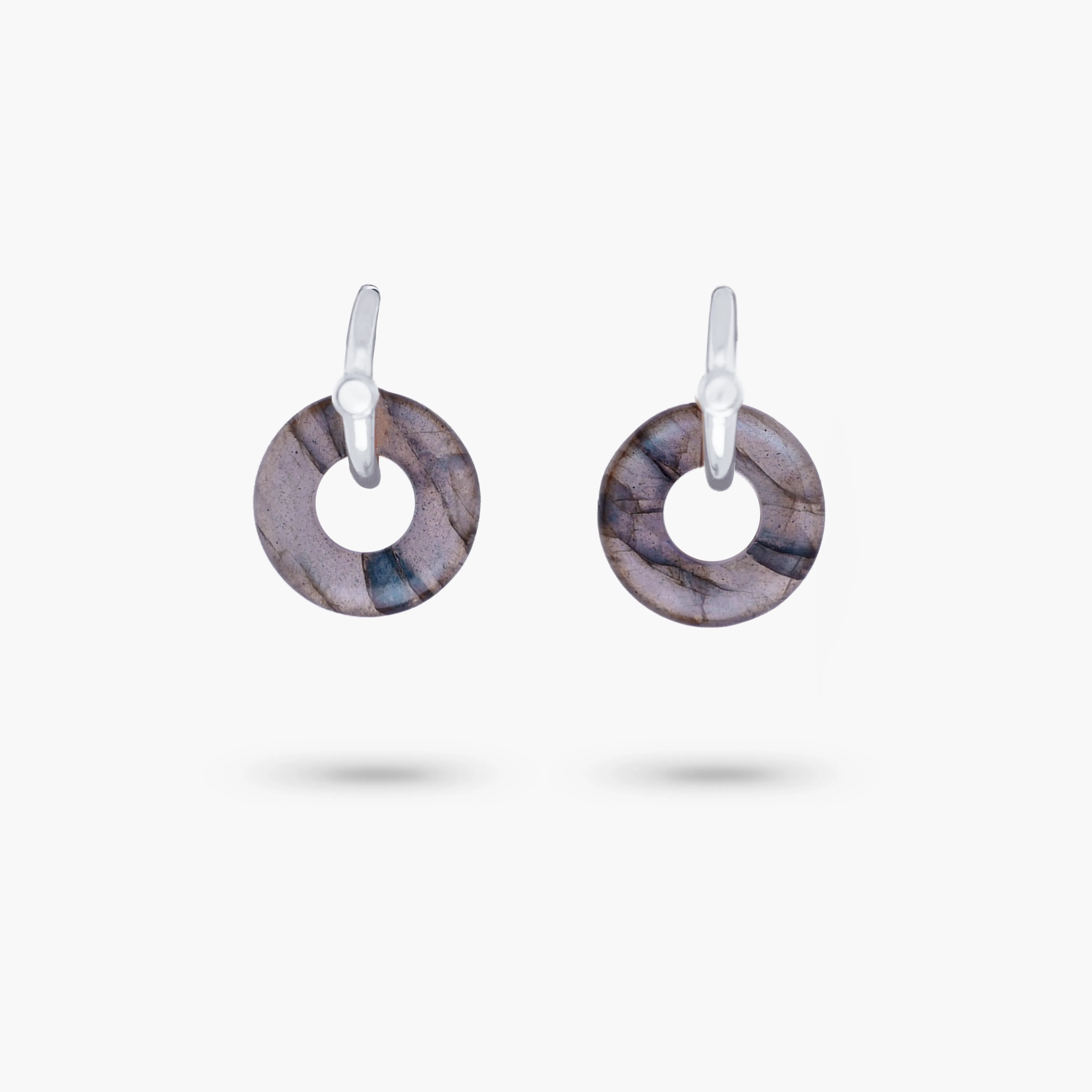 Amare Wear Oriental Inspired Freshwater Pearl Hoops and Labradorite Earrings