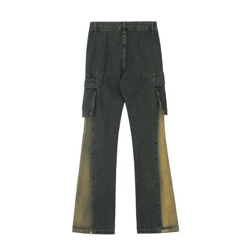 American Retro Distressed Multi-pocket Jeans