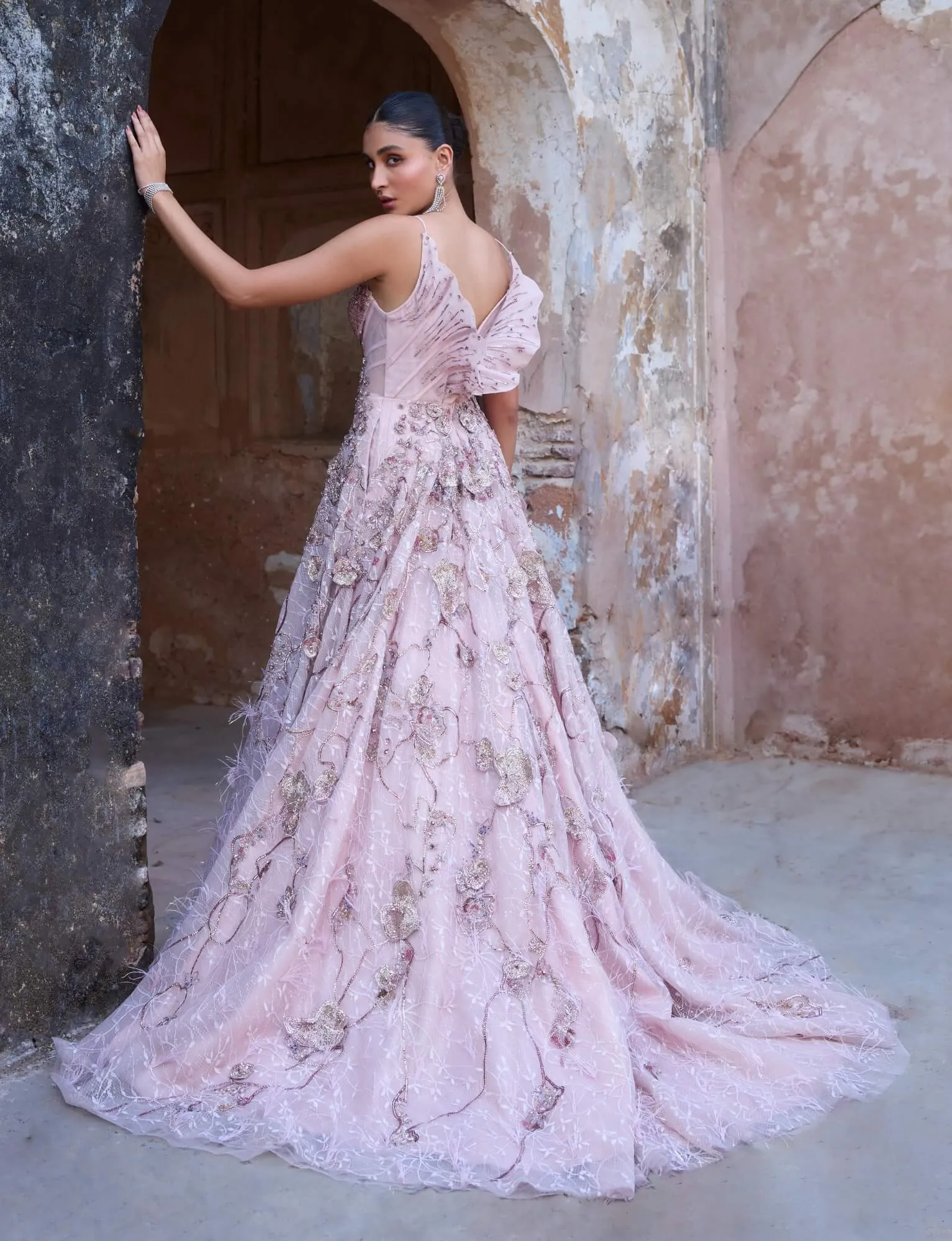 Amethyst bridal embroidered gown