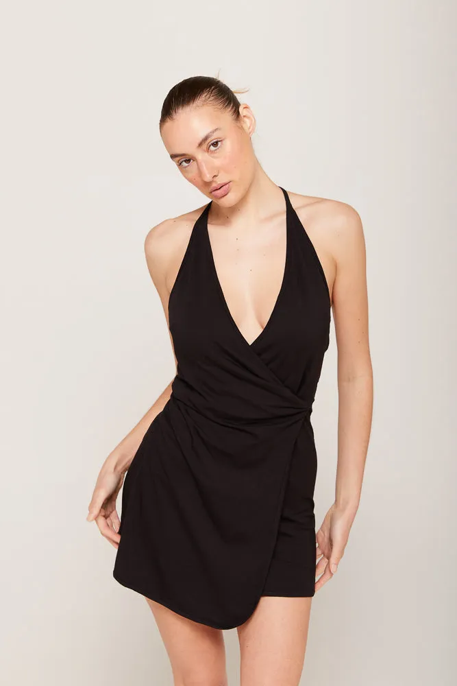 AMILIA HALTER DRESS - BLACK