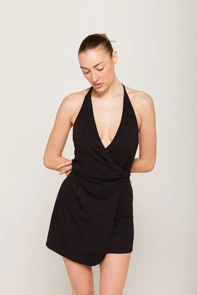 AMILIA HALTER DRESS - BLACK