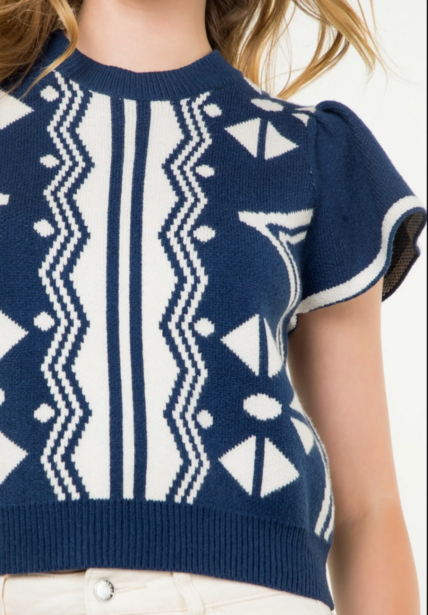 Amilla Embroidered Knit Navy