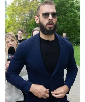 Andrew Tate Blue Wool Blazer Jacket