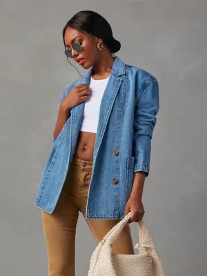 Anna Collared Neck Long Sleeve Denim Jacket