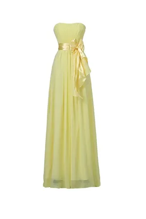 Anneprom Yellow Sweetheart Bridesmaid Chiffon Prom Dresses Long Evening Gowns APB0041