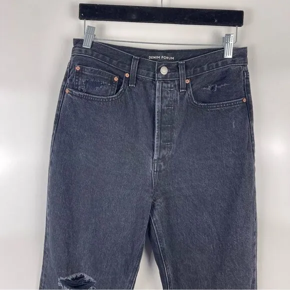 Aritzia Denim Forum The Joni High Rise Loose Distressed Jeans Black Women's 27